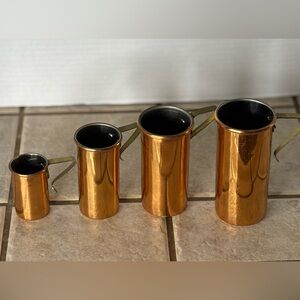 Copper/Brass Nesting Measuring Cups Korean Vintage Set of 4 Pre-owned